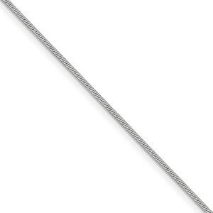 1.1mm, 14k White Gold, Round Solid Snake Chain Necklace, 20 Inch